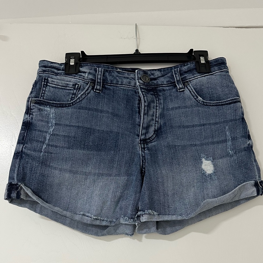 Kut from the Kloth Blue Distressed Boyfriend Jean Shorts Madeline